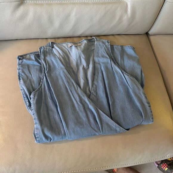 Allsaints Penny Playsuit Denim Color Surplice V-Neck Romper Size 8 - Picture 8 of 8